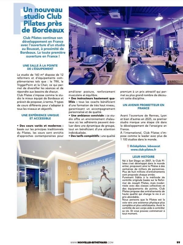 Club Pilates Le Bouscat dans Nouvelles Esthétiques